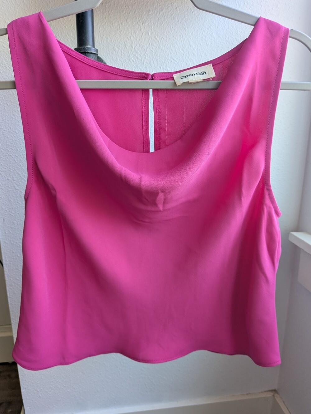 Open Edit Hot Pink Cowl Neck Sleeveless Top Size Small AS IS Flawed
